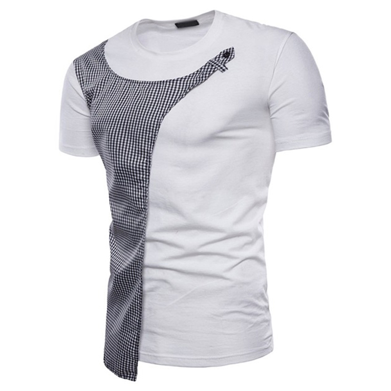 Slim Fit Black Patchwork T-Shirt