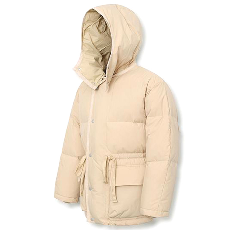Beige Warm Air Duck Down Utility Half Padding Jackets