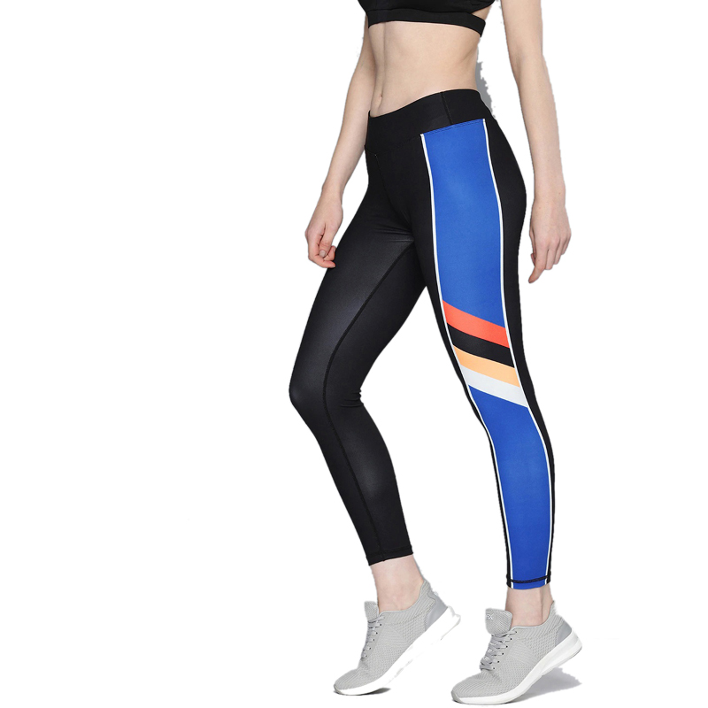 Black & Blue Colorblock Running Leggings
