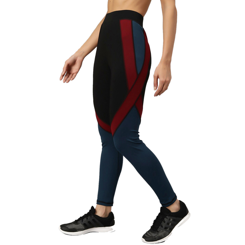 Black & Teal Blue Colorblock Leggings